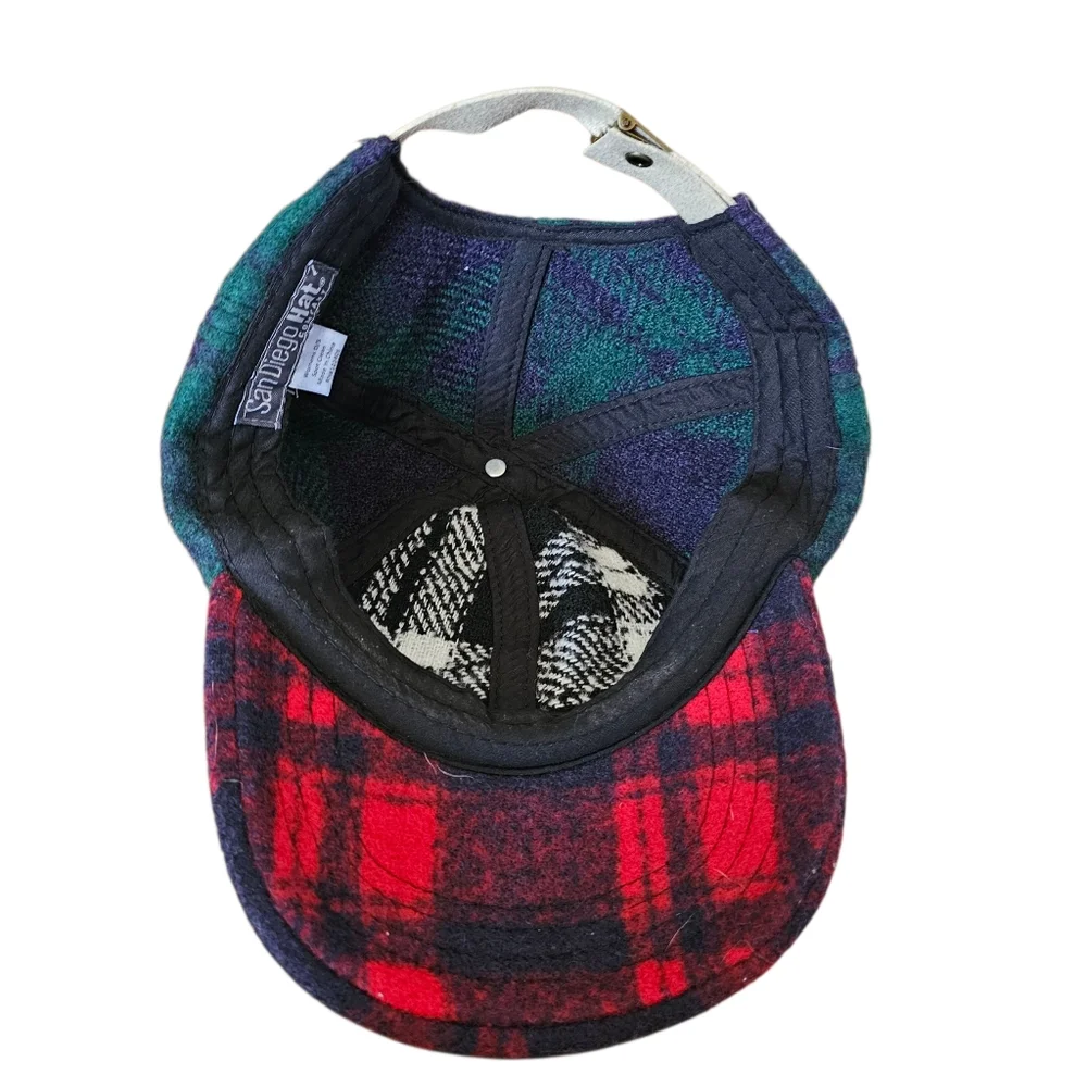 Sandiego Hat Company Flannel Plaid Cap Green Red White Womens Adjustable Size